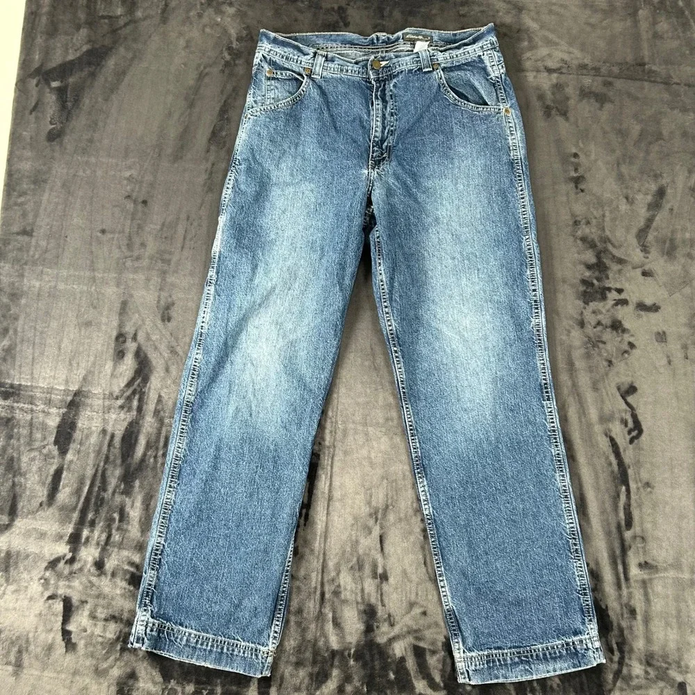 Eddie Bauer Carpenter Jeans Mens 34x32 Blue Denim Workwear Utility Pants